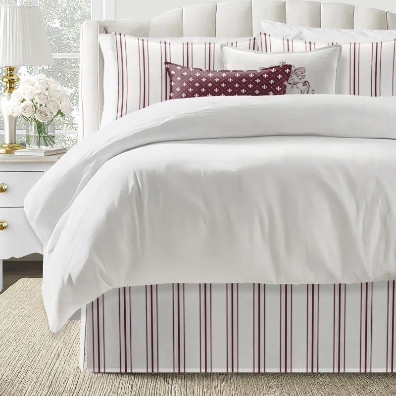 August Stripe Cotton Tailored Bed Skirt