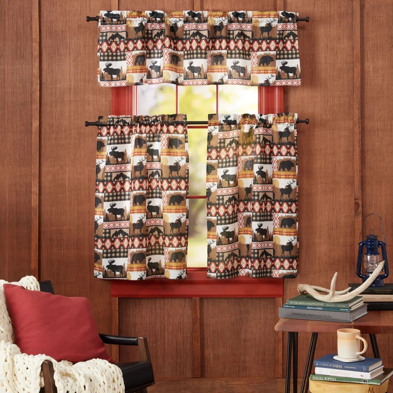 Amalgamated Textiles Polyester Semi Sheer Curtain Pair (Set of 3)