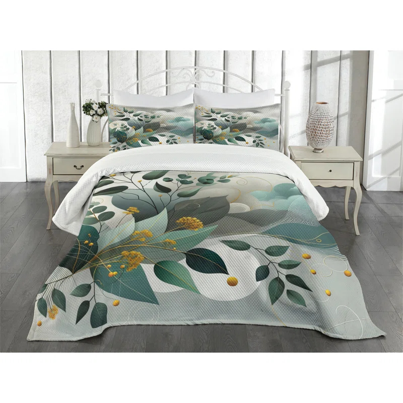 Ambesonne Floral Coverlet Set