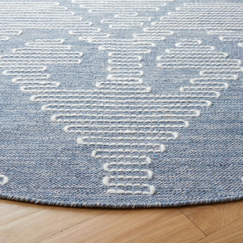 Union Rustic Alyun Hand Woven Cotton/Wool Southwestern Rug in Ivory/Blue