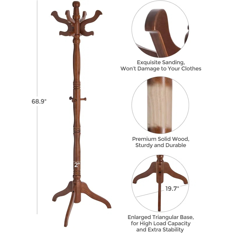 Red Barrel Studio® Coat Rack Free Standing With 11 Hooks