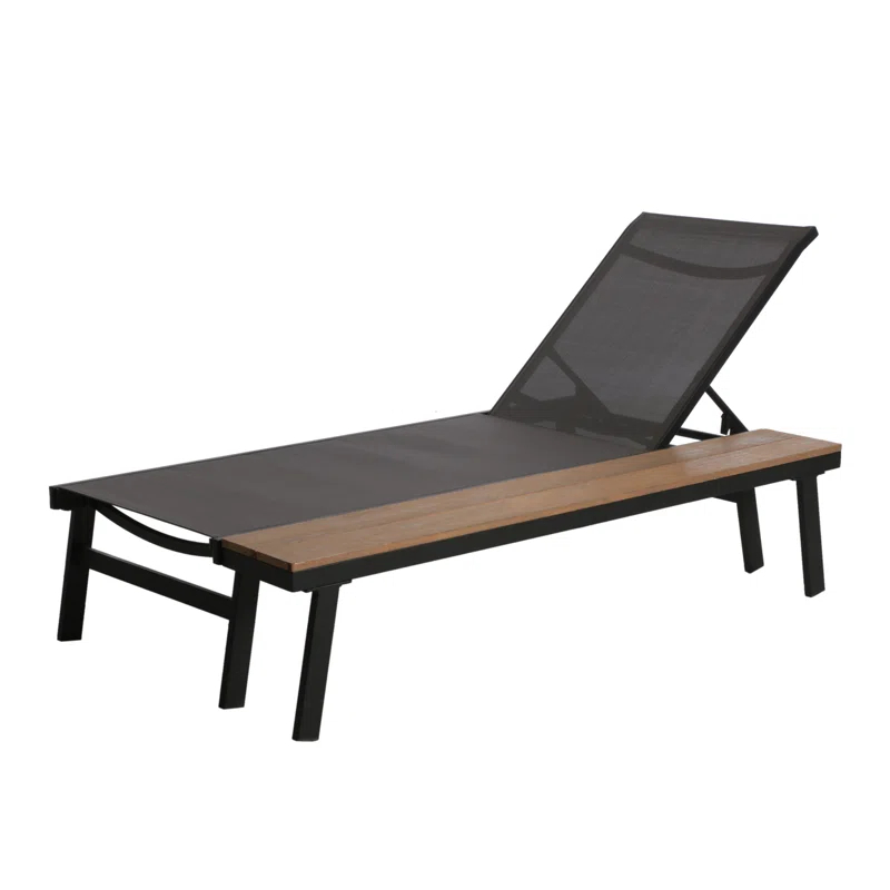 Union Rustic Absinthe Outdoor Metal Chaise Lounge Set with Table (Set of 4)