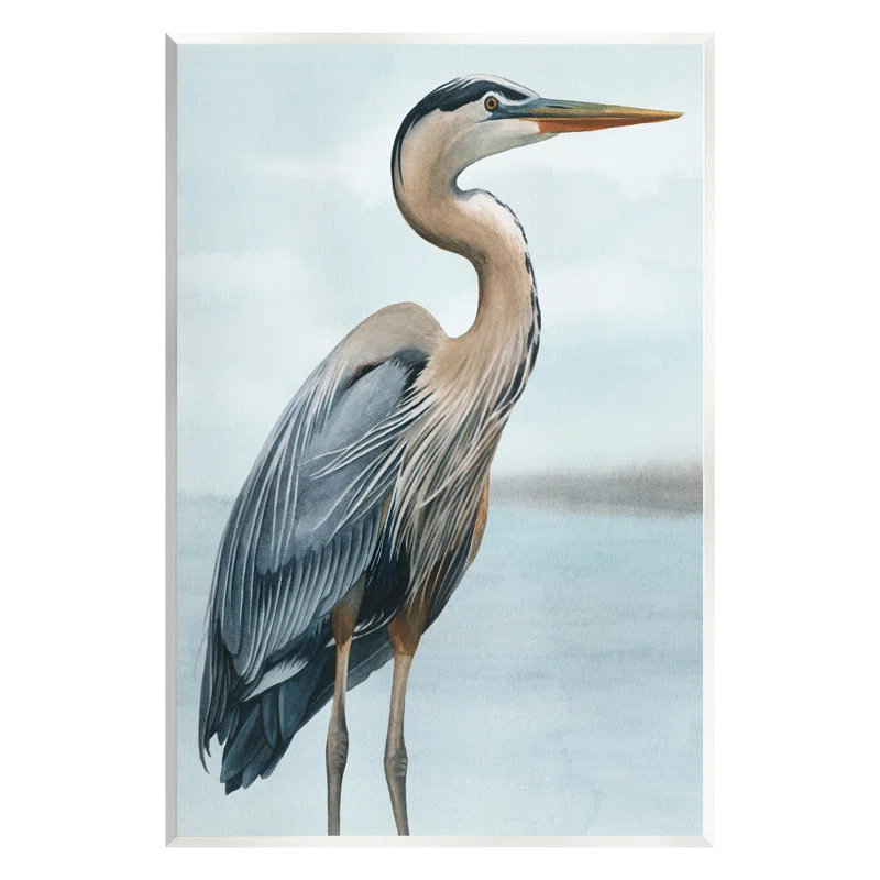 Stupell Industries " Coastal Heron Portrait " by Grace Popp Painting Print
