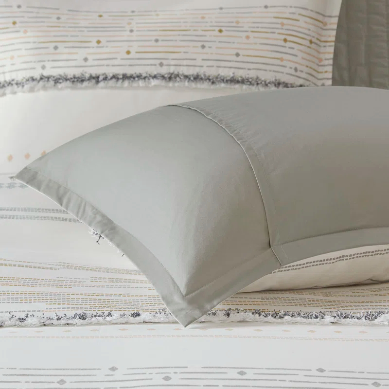 INK+IVY Nea Boho, Mid-Century 3 Piece Stripe Cotton Comforter Set With Tassels