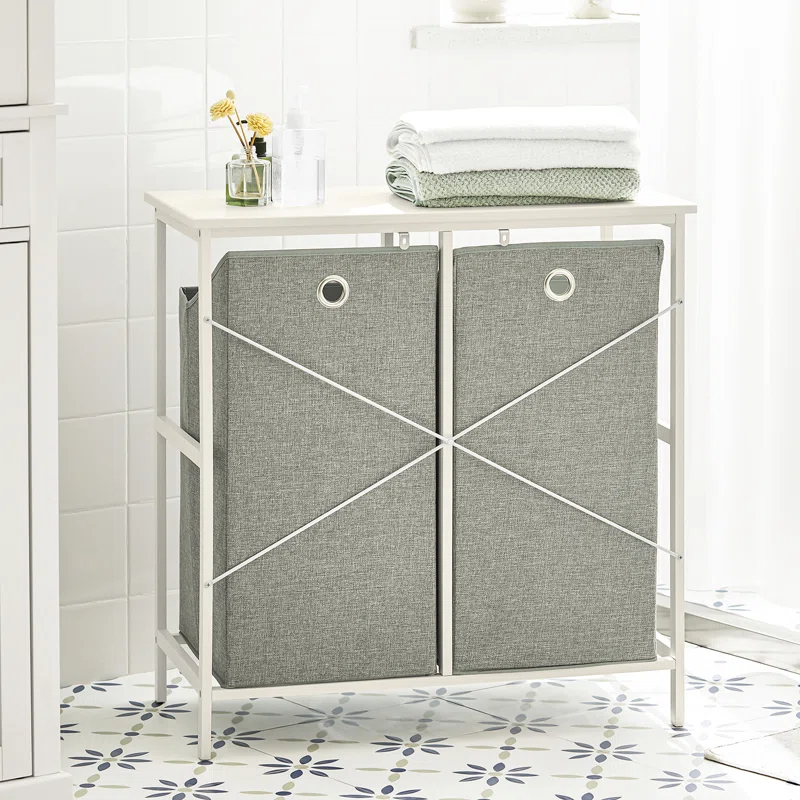 Haotian Bathroom Laundry Hamper Basket with Shelf