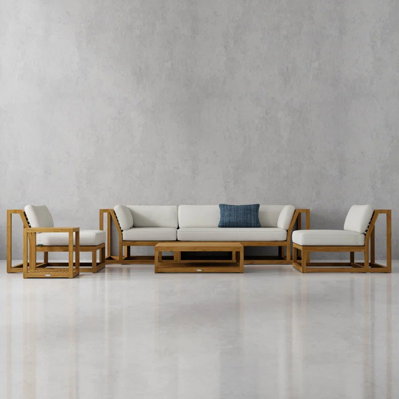 Westminster Teak Westminster Teak Teak 6 - Person Patio Conversation Sets with Cushions