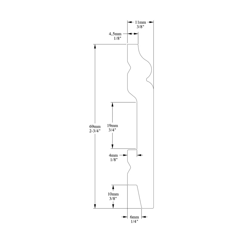 Architectural Products by Outwater L.L.C. 1/2 in D x 2-3/4in W x 78-3/4 in L Primed White High Impact Polystyrene Baseboard Moulding (Set of 16)