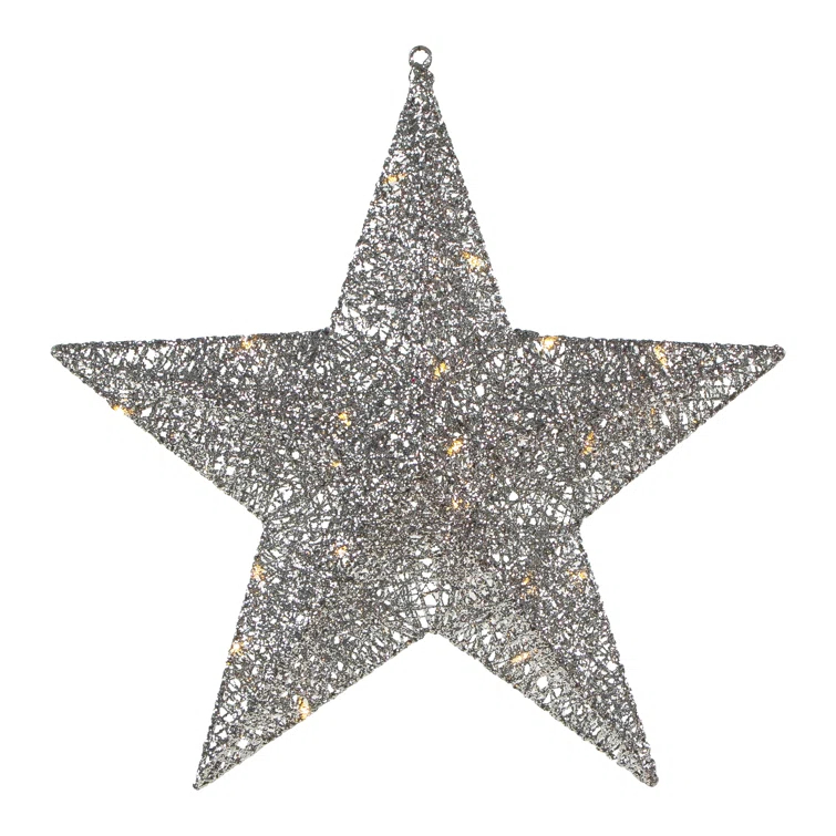Northlight Seasonal 18" LED Lighted Silver Hanging Star Outdoor Christmas Decoration