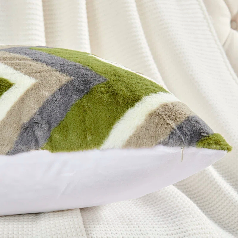 Home Soft Things Chevron Faux Fur Pillow Cover (Set of 2)