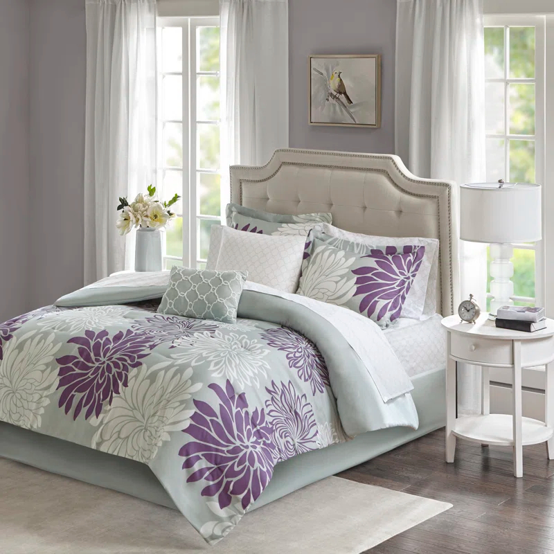 Madison Park Essentials Maible Floral Comforter Set with Cotton Bed Sheets