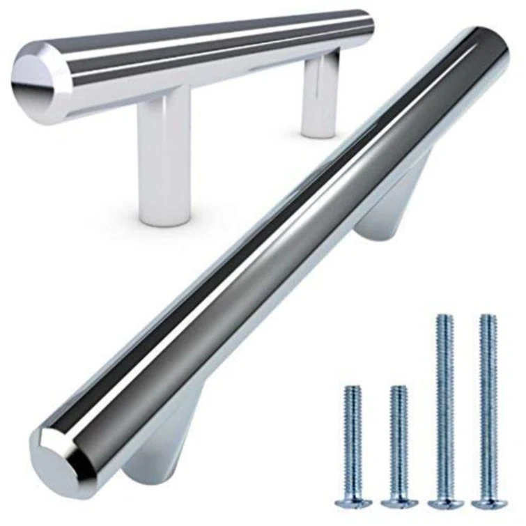 Alpine Hardware Alpine Hardware Solid Stainless Steel Euro Bar Cabinet Handle Drawer Pull (1/2-inch Diameter), 10-inch Length (7.50-inch Hole Center)