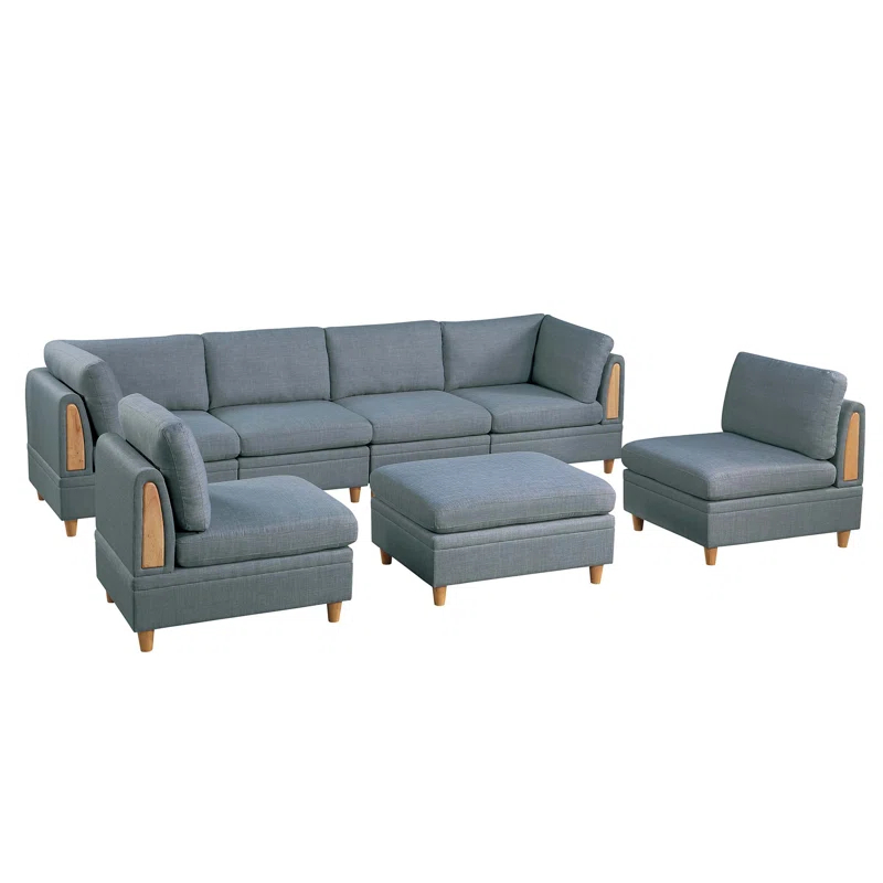 Beyong Living Room Furniture Corner Wedge Steel Color Dorris Fabric 1pc Cushion Wedge Sofa Wooden Legs