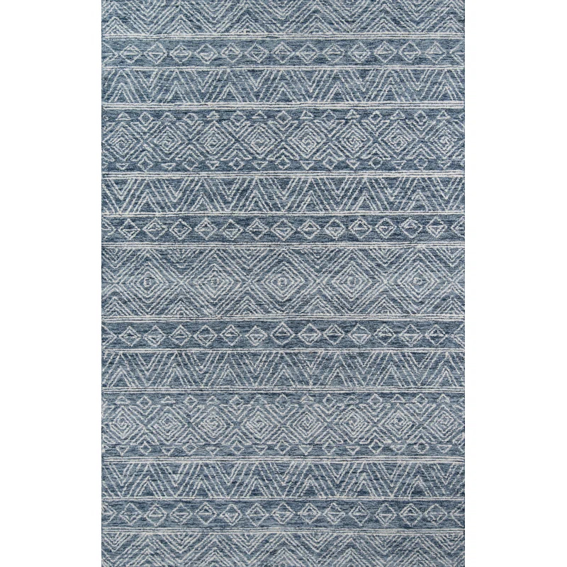 Union Rustic Adhley Hand-Hooked Wool Denim Area Rug