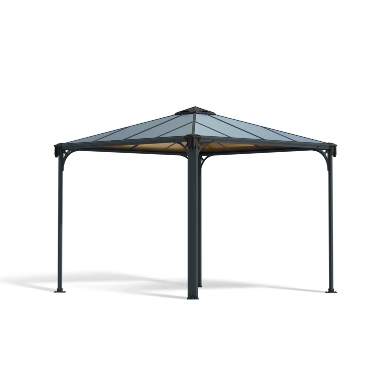 Canopia Palram - Canopia Palermo 10' X 10' Aluminum Hardtop Gazebo With Polycarbonate Roof Panels Durable Outdoor Patio Shelter Gray/Bronze
