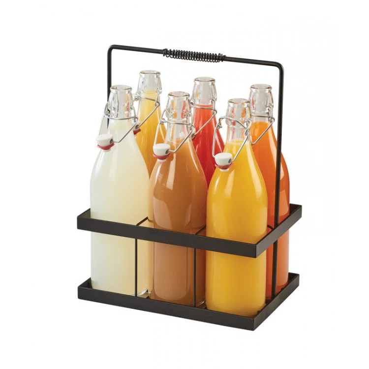 Cal-Mil 6 Glass Pitcher Caddy with 32 Oz. Glass Bottles