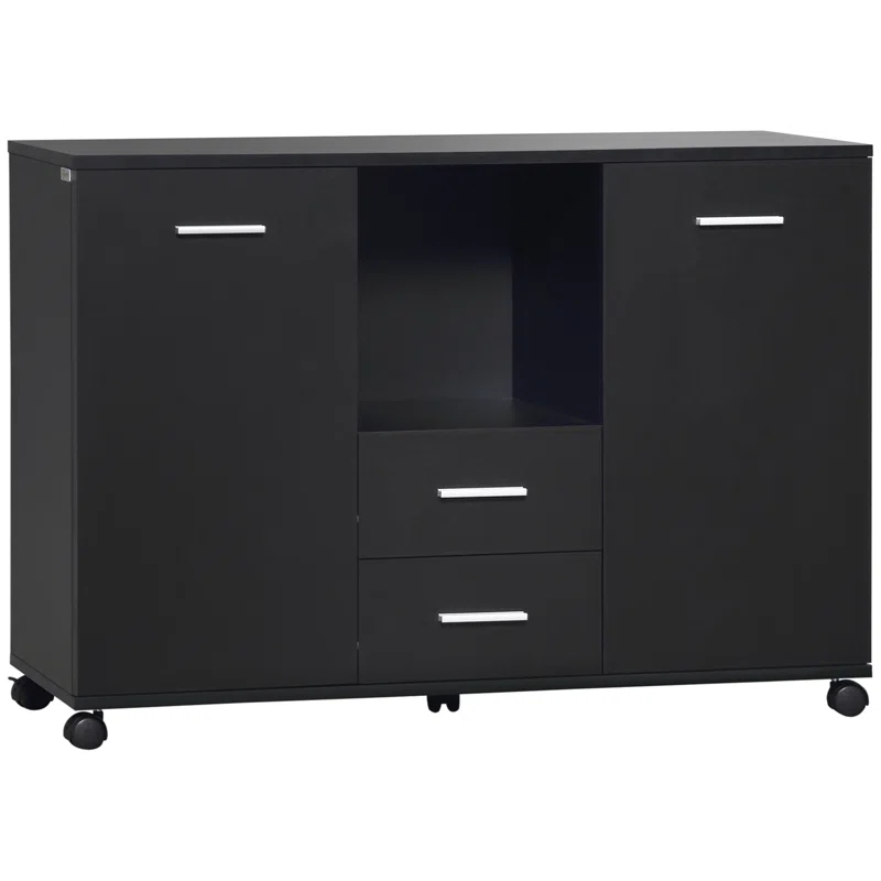Latitude Run® Multifunction Office Filing Cabinet With 2 Drawers And 2 Shelves In Black