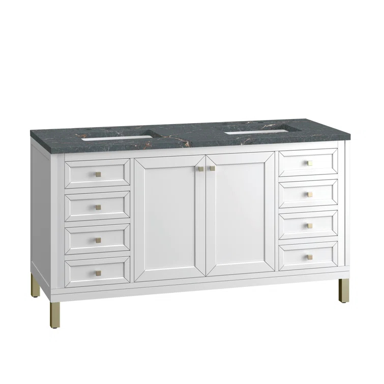 James Martin Vanities Chicago 60'' Double Bathroom Vanity with Top