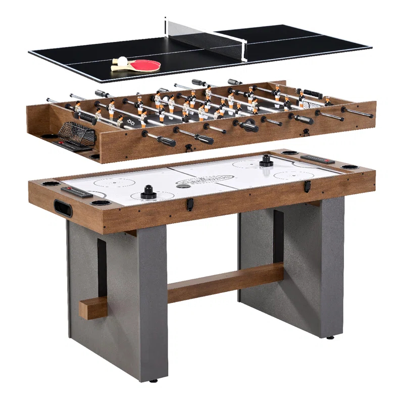 Barrington Billiards Company Barrington Urban Collection 54” 3-in-1 Combination Table includes  Air Hockey, Foosball, And Table Tennis