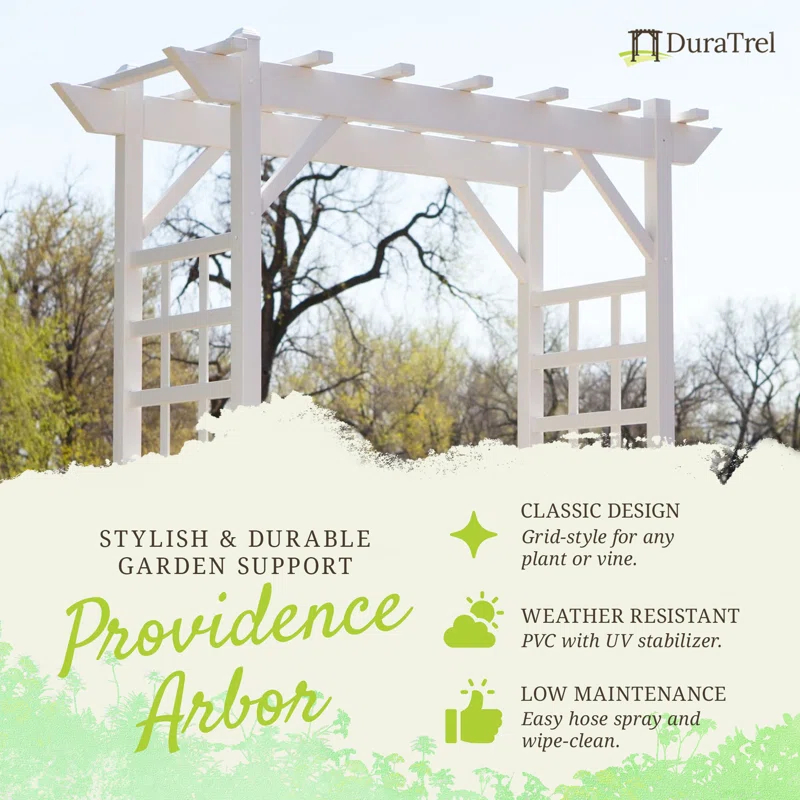 Dura-Trel Providence 28'' W x 64'' D Polyvinyl Chloride (PVC) Arbor in White