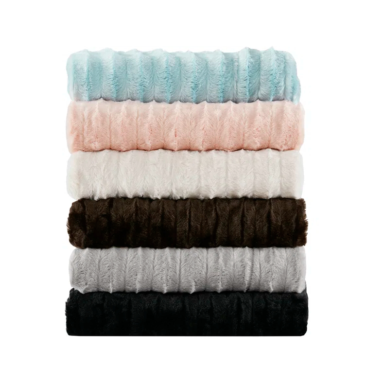 Madison Park Duke Champagne Long Fur Throw 50x60"