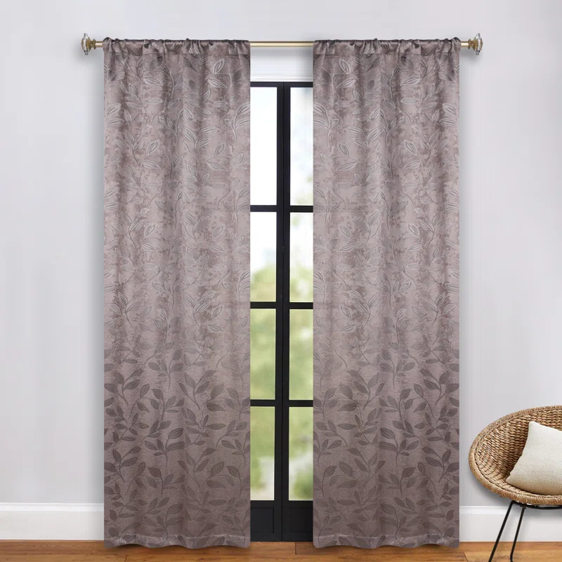 Superior Modern Bohemian Leaves Polyester Machine Washable Room Darkening Blackout Curtains by Superior (Set of 2)