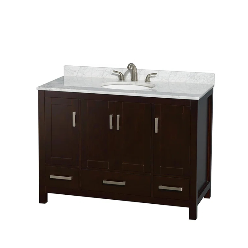 Wyndham Collection Sheffield 48" Freestanding Single Bathroom Vanity with Marble Top