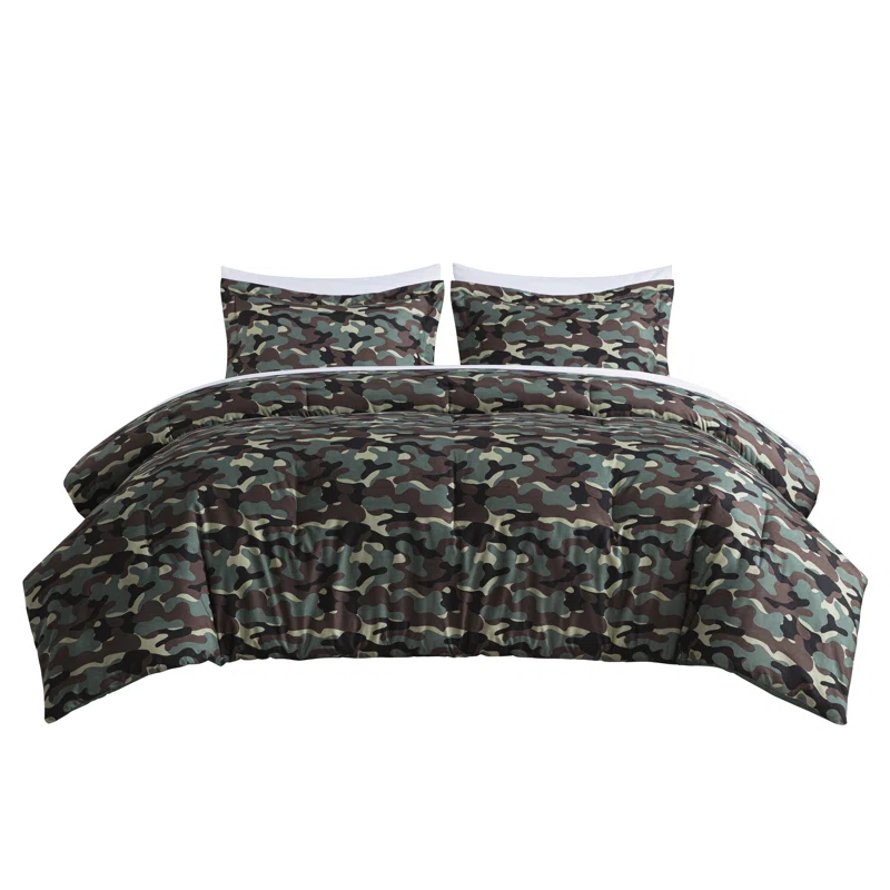 OLO Camouflage Printed Microfiber Reversible 3 Piece Comforter Set