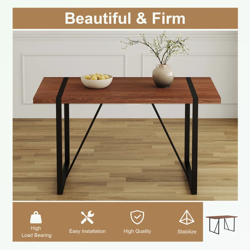 Rectangular Dining Table with MDF tabletop and metal legs