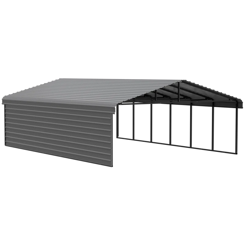 Arrow 29 x 20 ft Eggshell Carport with 1-sided Enclosure