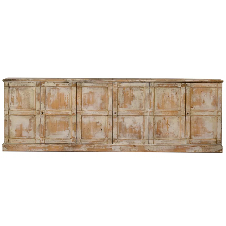 Luciana 112" Distressed White Wood Buffet