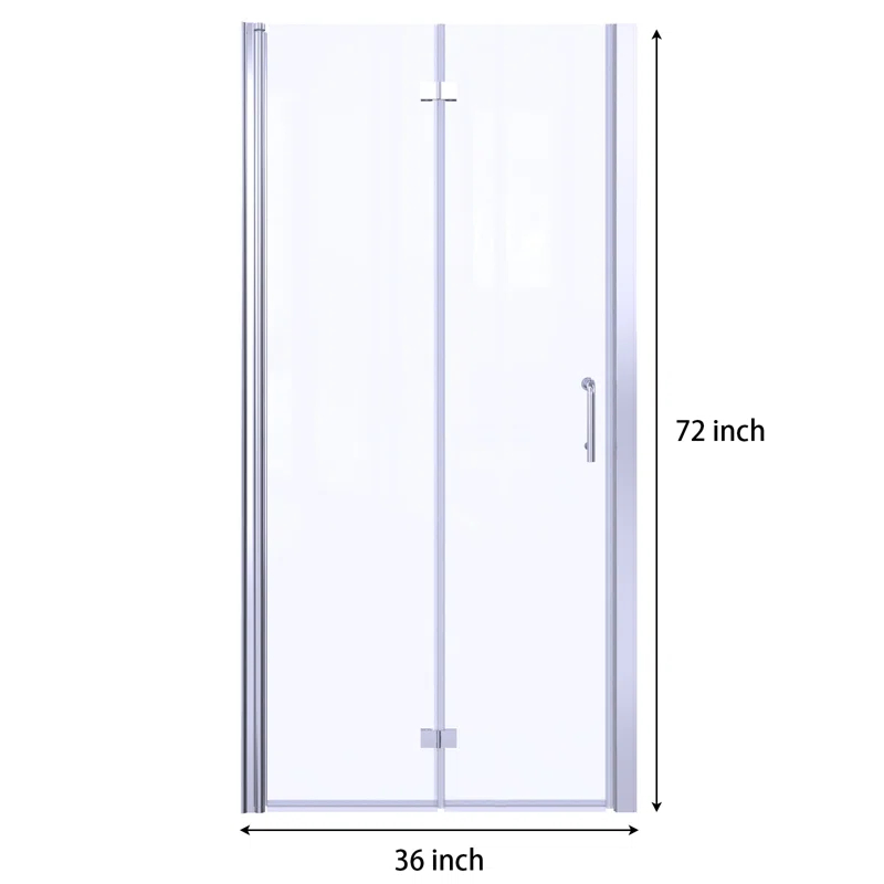 Lordear L-SD3672XBFH 36'' W x 72'' H Bi-Fold Semi-Frameless Shower Door with Clear Glass
