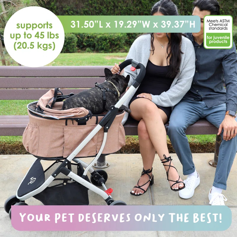 Petique 3-in-1 Newport Pet Stroller (Travel Carrier + Car Seat + Stroller)