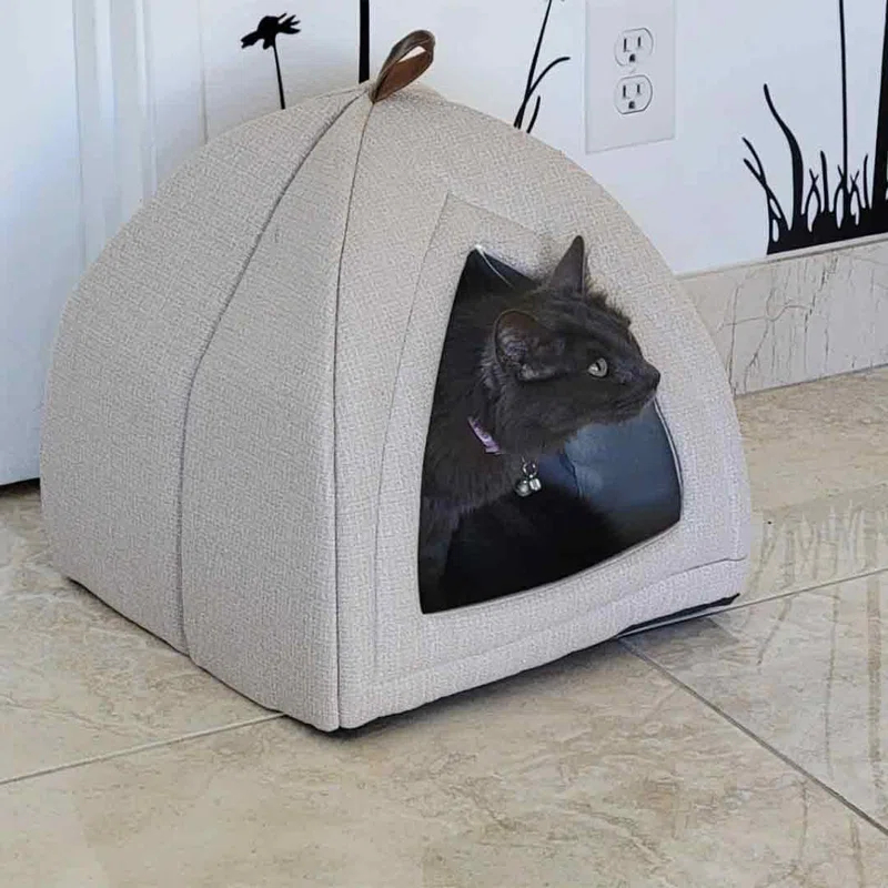 Cat Beds For Indoor Cats - 2 In 1 Cat Cave For Kittens And Small Pets, Foldable Cat House Tent With Removable Washable Cushioned Pillow, Cat Hideaway With Non-Slip Bottom