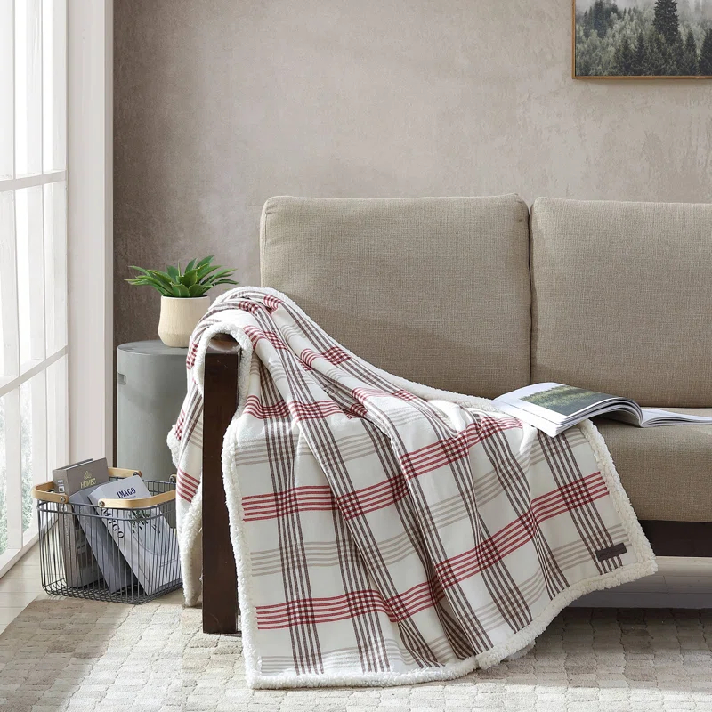 Eddie Bauer Printed Plush Fleece/Sherpa Throw Blankets