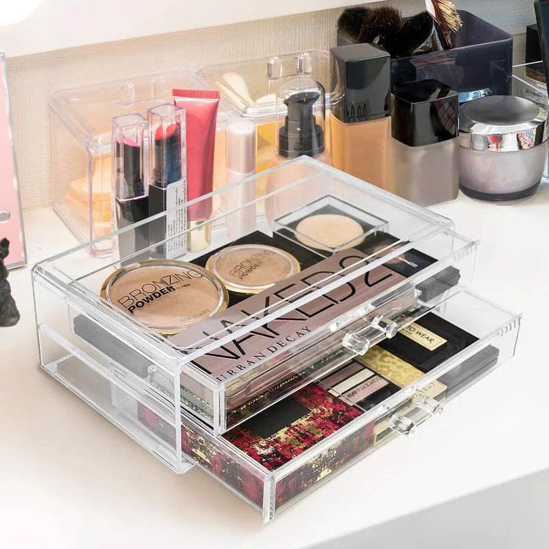 Sorbus Sorbus Stackable Clear Acrylic Makeup, Cosmetics, and Jewelry 2-Drawers Organizer