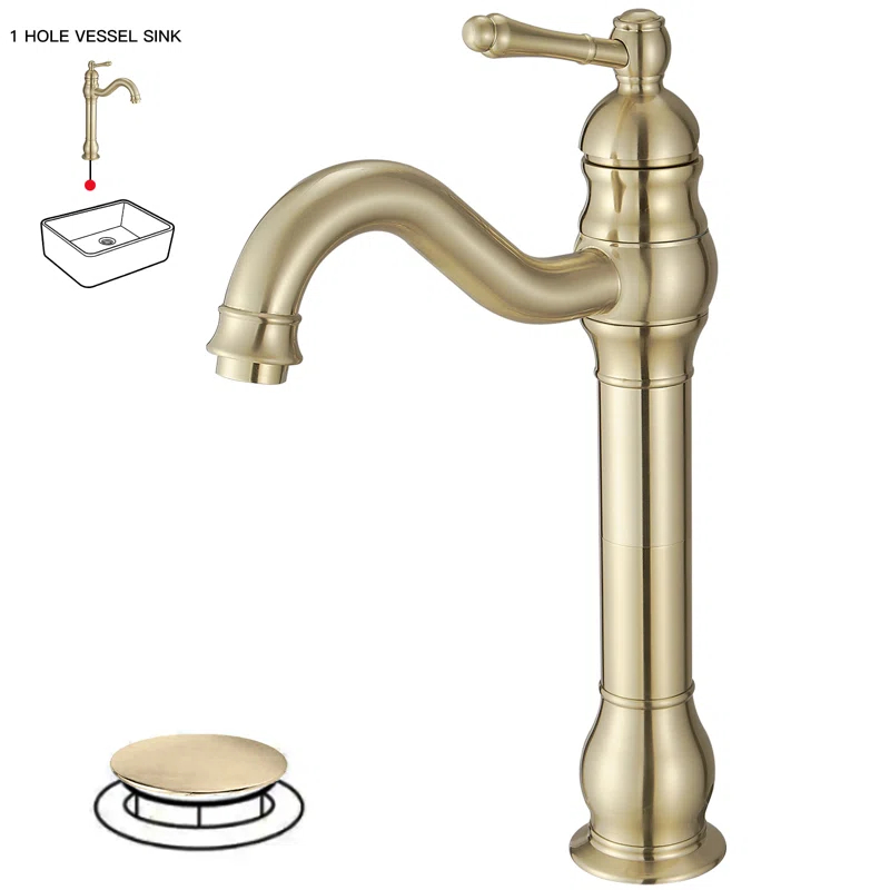 VIBRANTBATH 9310-BG Vessel Sink Faucet Single-handle Bathroom Faucet with Drain Assembly