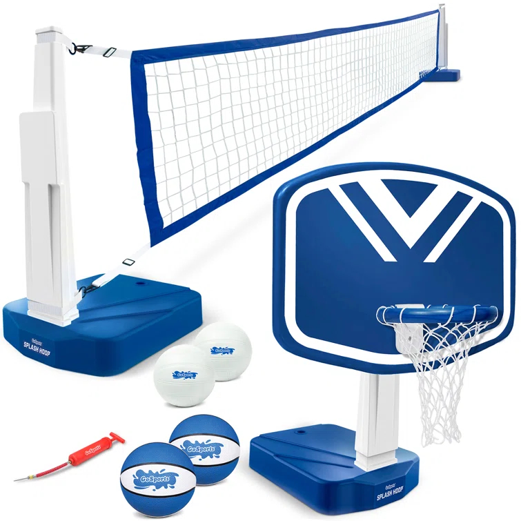 GoSports GoSports Splash Hoop 2-in-1 Pool Basketball Hoop & Volleyball Net Game Set