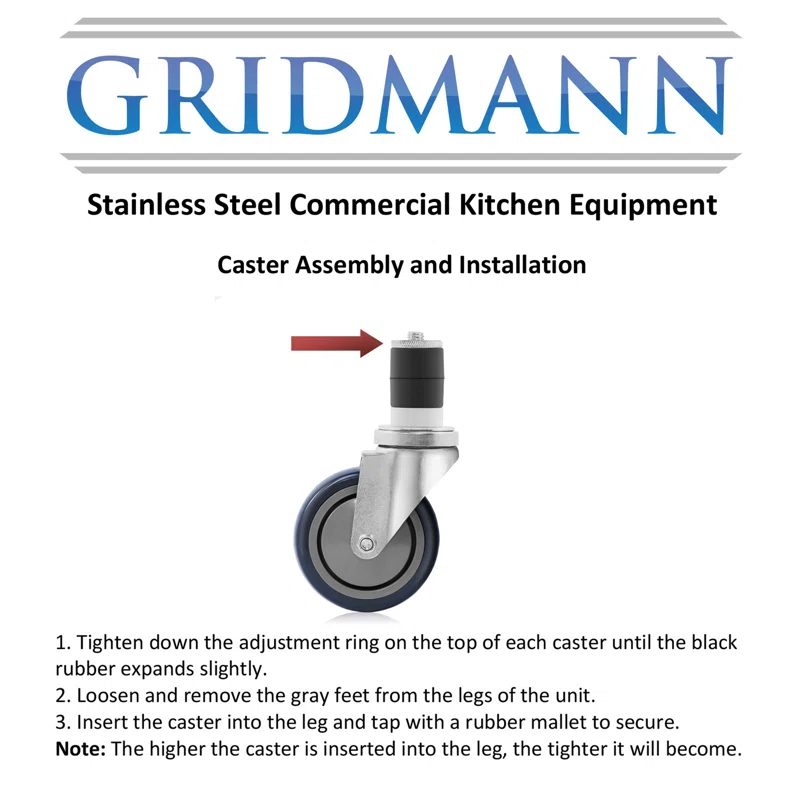 GRIDMANN 4" Caster Wheel Set for Commercial Prep Tables (Set of 4)