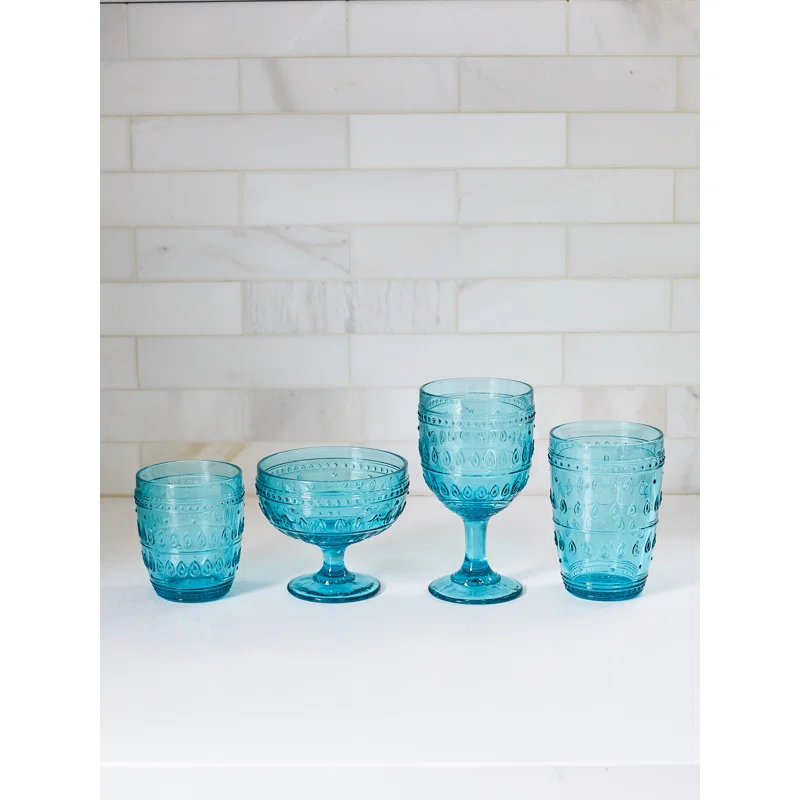 Euro Ceramica Fez Glassware 14oz Highball Glass Set (Set of 4)