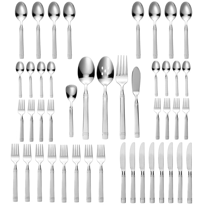 Lorren Home Trends Lorren Home Trends 45 Piece Stainless Steel Flatware Set, Service for 8, Dishwasher Safe