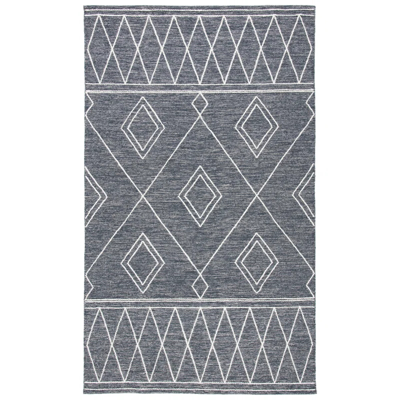 Steelside™ Holtby Southwestern Hand-Woven Flatweave Charcoal/Ivory Area Rug | Wayfair