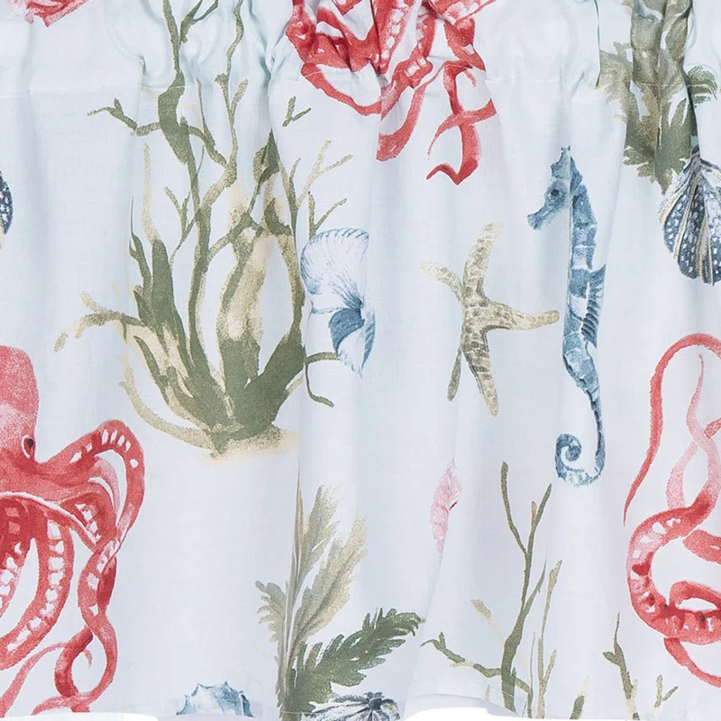Behari Coastal Cotton Valance Window Treatment (Set of 2)