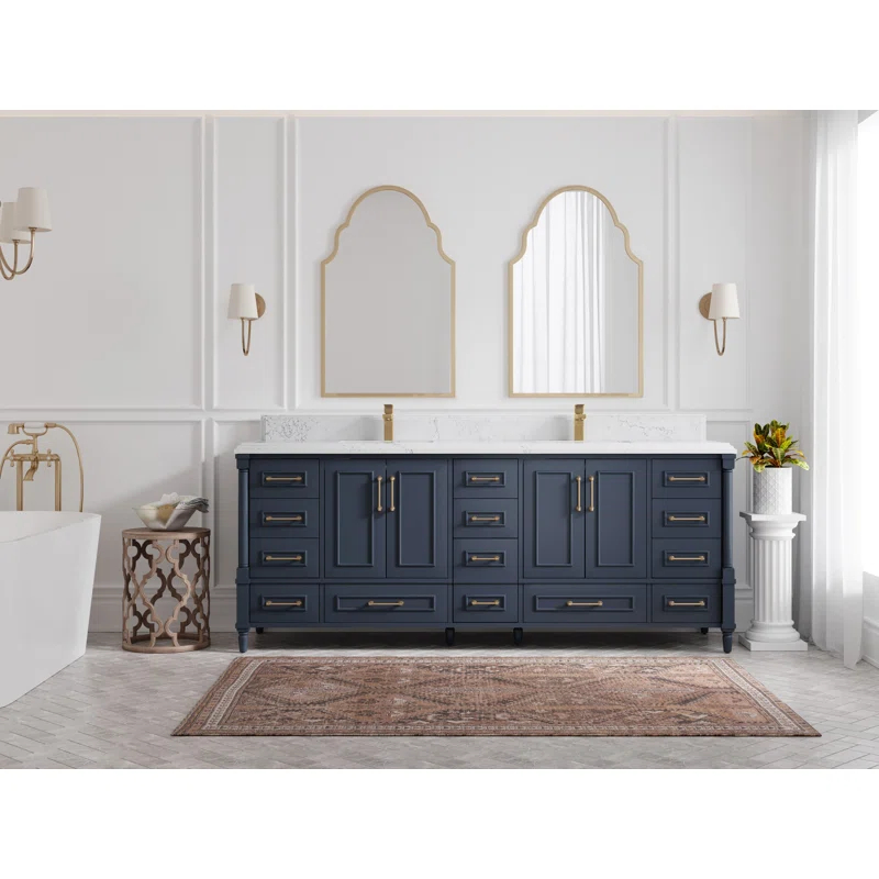 Willow Collections Aberdeen 84'' Double Bathroom Vanity with Quartz Top