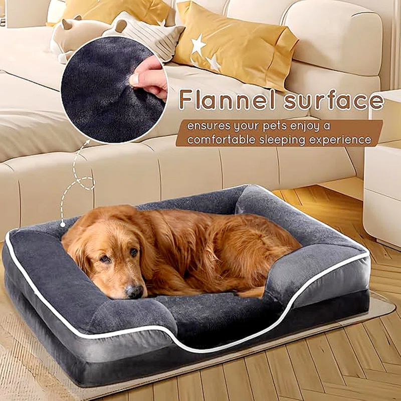 42'' Orthopedic Dog Bed For X-Large Dog, Memory Foam Dog Bed, Egg-Crate Foam Dog Couch Bed With Washable Removable Cover, Grey