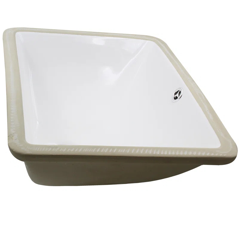 Novatto NP-U193902 Novatto 18.25'' White Porcelain Rectangular Bathroom Sink with Overflow