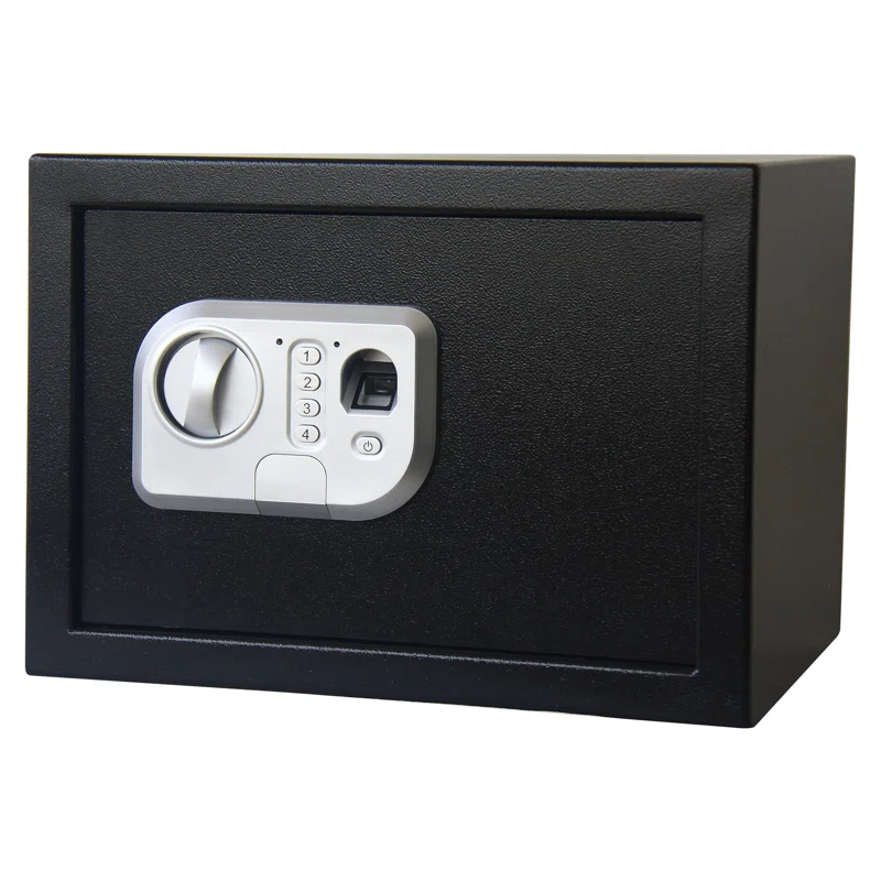 Stalwart Stalwart Electronic Safe - Digital Biometric Fingerprint Lock Box with 2 Override Keys (Black)