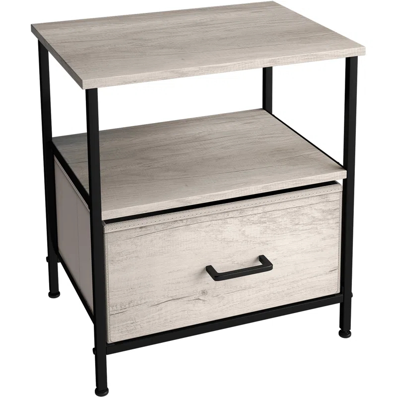 Sorbus Sorbus 1 Drawer and Shelves Nightstand with Steel Frame, Wood Top & Fabric Bins