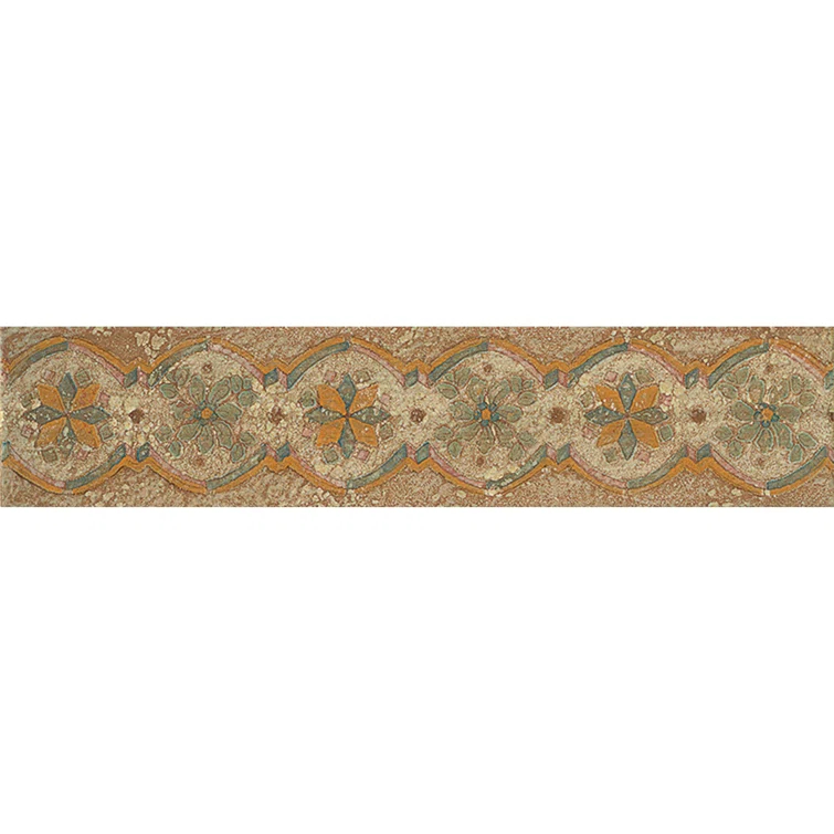 Bedrosians Cotto Nature 14" x 3" Porcelain Bullnose Tile Trim in Beige/Green/Orange | Perigold