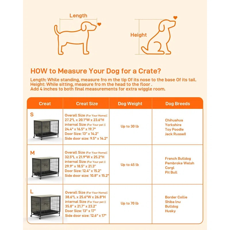 Tucker Murphy Pet™ Dog Crate Furniture, Removable Tray And Wheels
