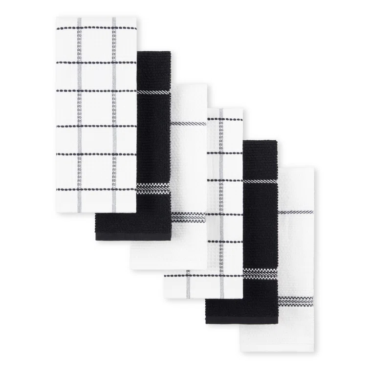Martha Stewart Martha Stewart Modern Waffle Kitchen Towel Set 6-Pack, Linen, 16"x28" (Set of 6)